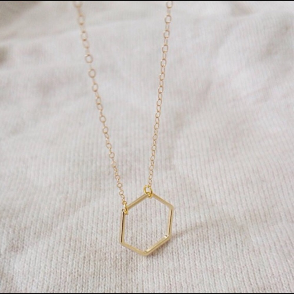 Stay Hexy Gold Dainty Hexagon Necklace - Picture 2 of 6